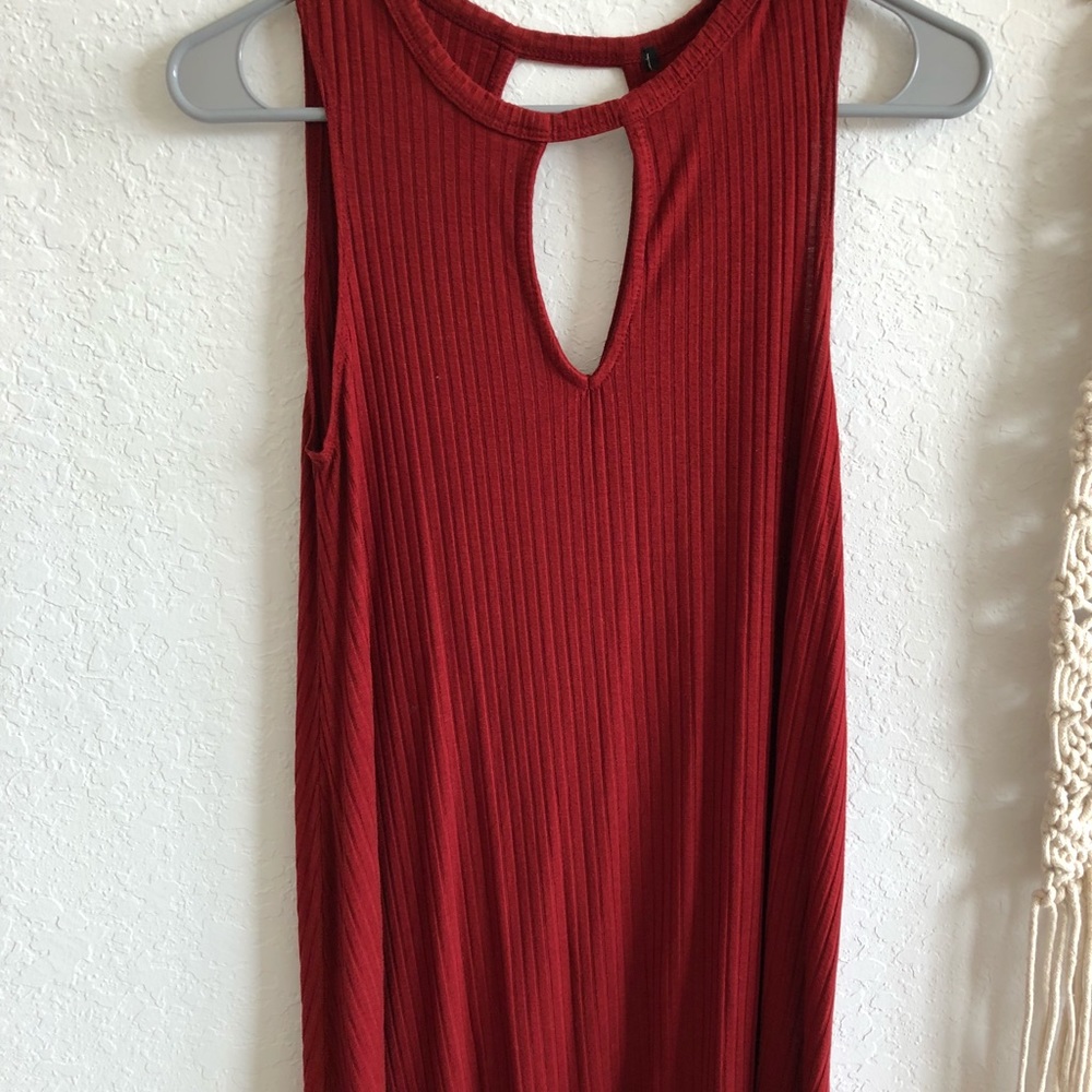 Burnt orange keyhole mini dress